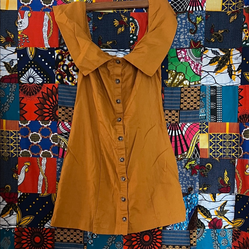 Express Mustard Button-Down Dress - image 1
